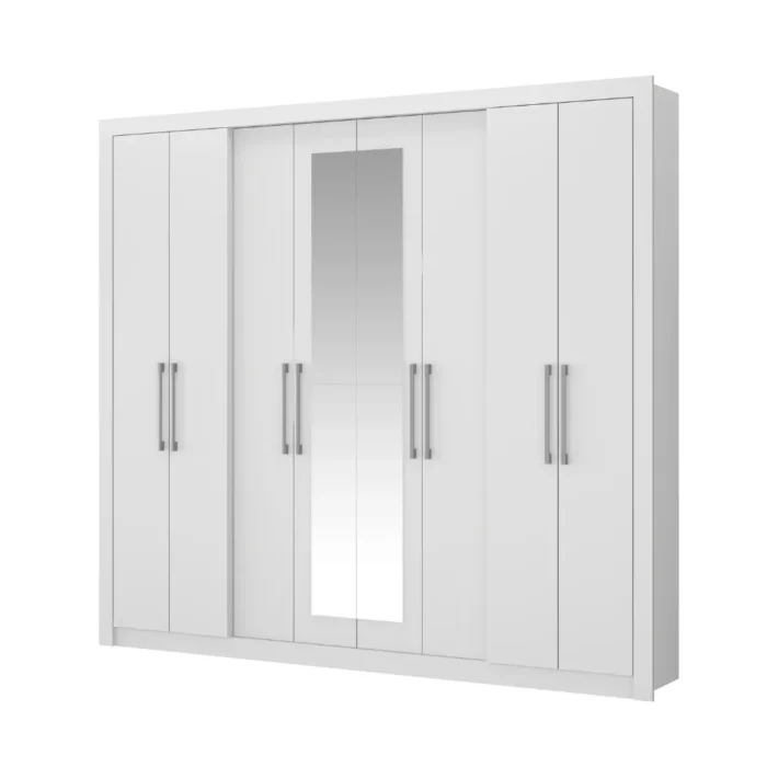 Guarda Roupa Casal com Espelho 8 Portas Héster Carraro Branco - Imagem 2