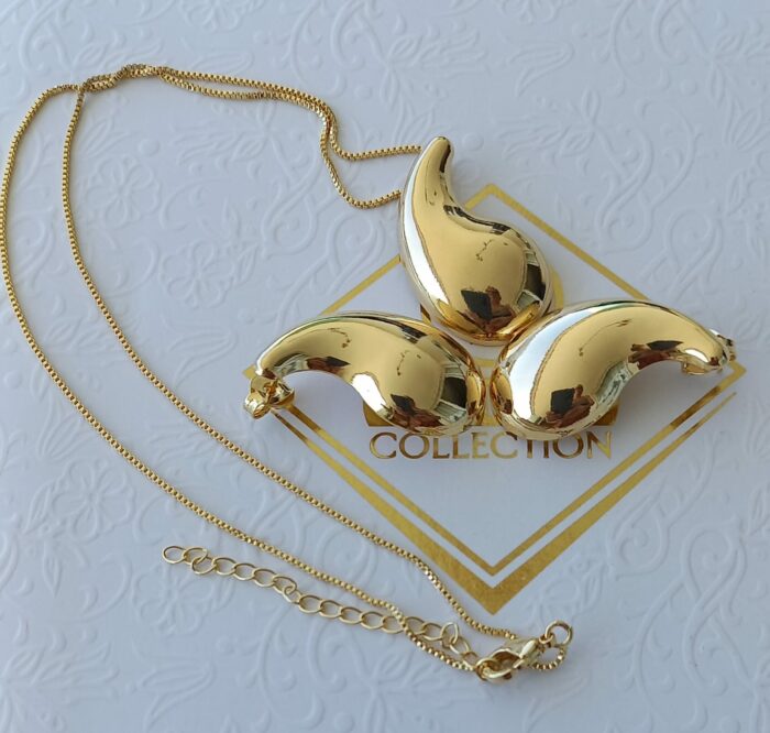 Conjunto Colar e Brincos Vírgula