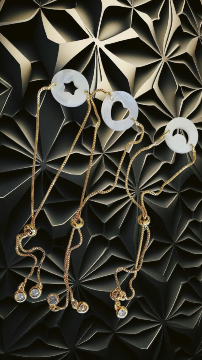 Pulseira Bipartida Veneziana Banho Ouro com Zircônia e Entremeio de Madrepérola By Solange Marçal - Imagem 3