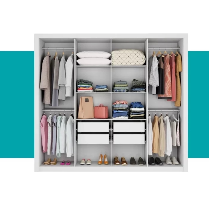 Guarda Roupa Casal com Espelho 8 Portas Héster Carraro Branco - Imagem 5