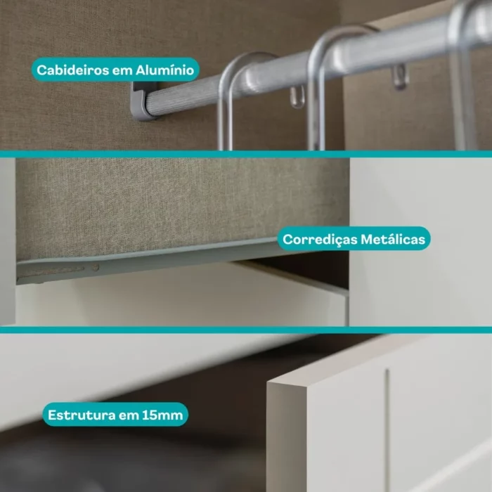 Guarda Roupa Casal com Espelho 8 Portas Héster Carraro Branco - Imagem 11